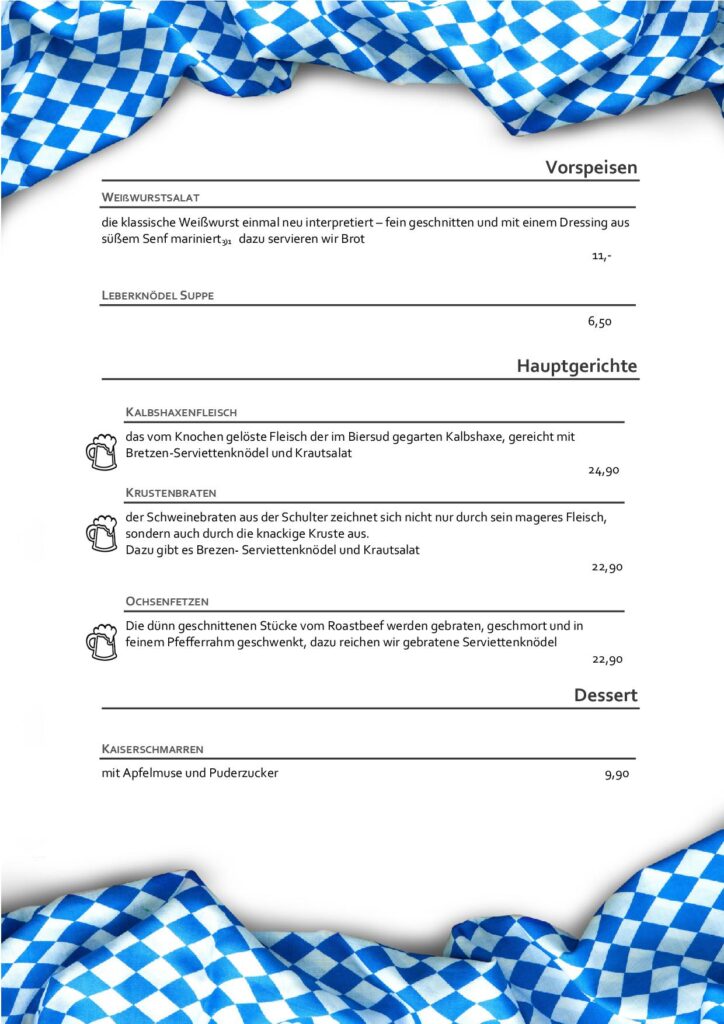 Speisekarte Weiß-blaue-Wochen 2026